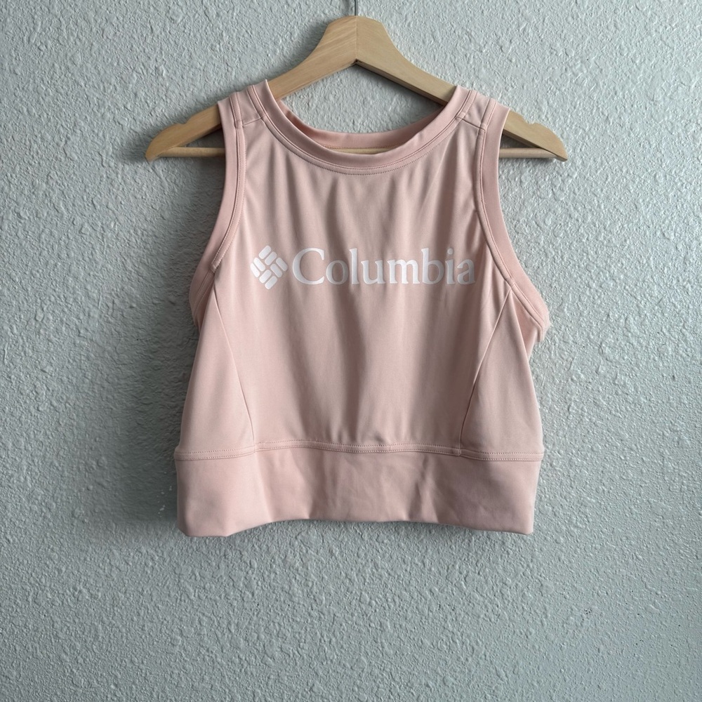 Columbia pink crop top omni-wick size large